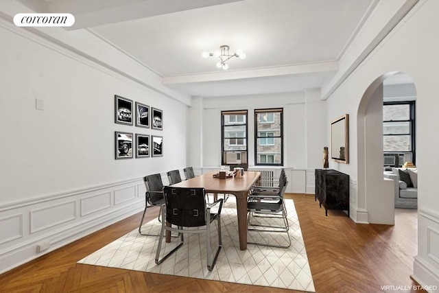 440 W End Ave Unit 5B, New York City, NY 10024 - dining space with arched walkways and ornamental molding