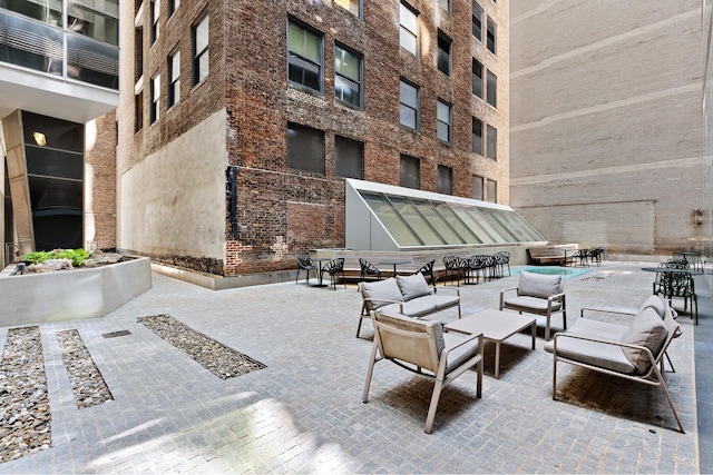 view of patio featuring an outdoor hangout area