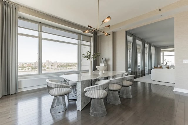 dining room with a chandelier and wood finished floors