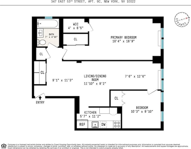 347 E 53rd St Unit 9C, New York City, NY 10022 - floor plan / room layout