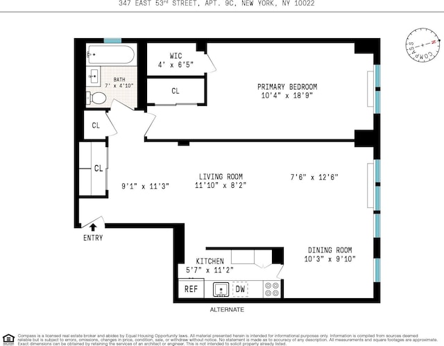 347 E 53rd St Unit 9C, New York City, NY 10022 - home floor plan