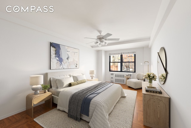 347 E 53rd St Unit 9C, New York City, NY 10022 - bedroom featuring ceiling fan and baseboards