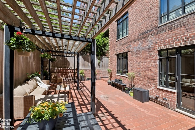 130 W 12th St Unit 1A, New York City, NY 10011 - view of patio / terrace with a pergola and outdoor lounge area