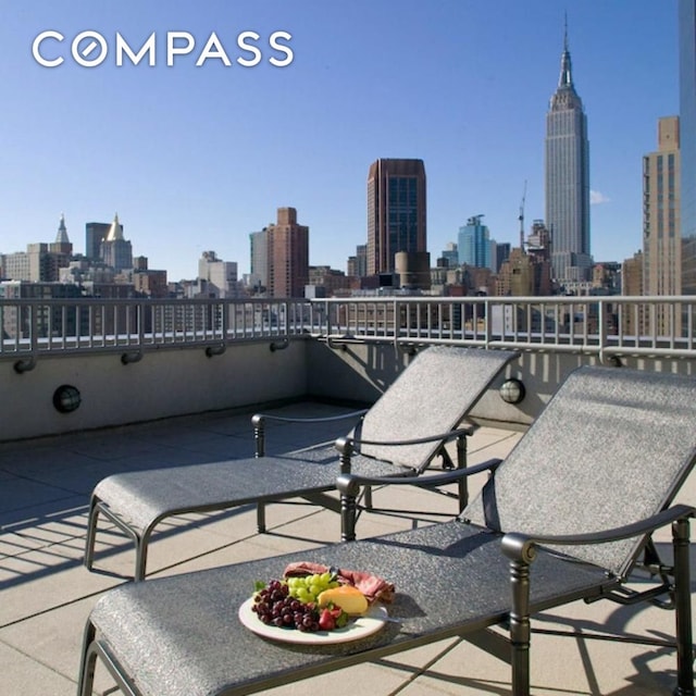 view of patio / terrace featuring a skyline view