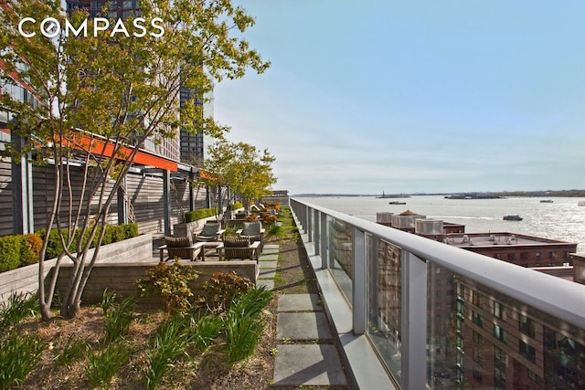 balcony with a water view