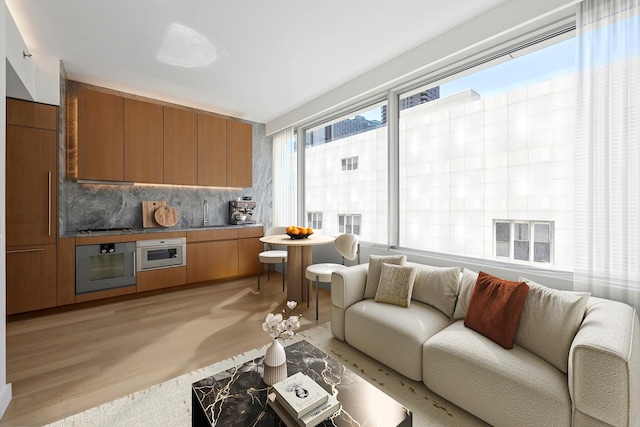 living area with light wood-style flooring