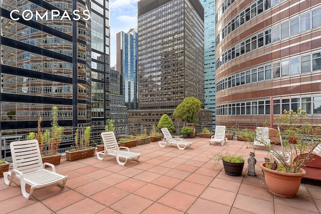 view of patio with a view of city
