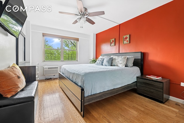 1065 Vermont St Unit 4L, New York City, NY 11207 - bedroom featuring light wood-type flooring, ceiling fan, and an AC wall unit