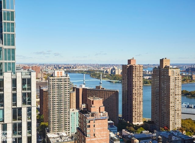 city view with a large body of water