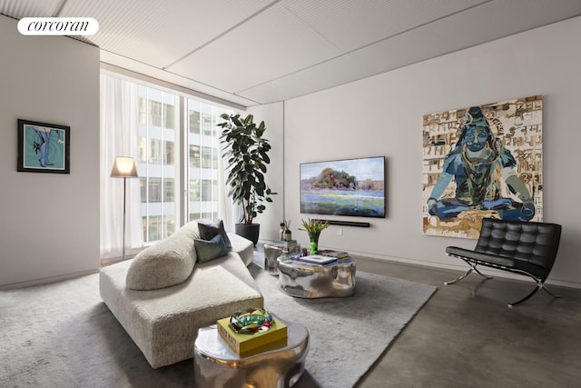 100 E 53rd St Unit 5-A, New York City, NY 10022 - living area with concrete floors