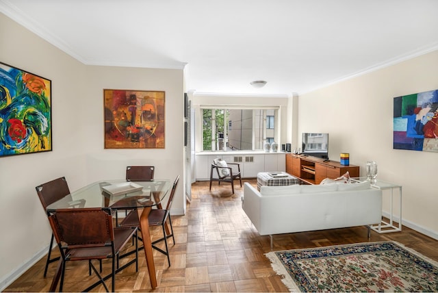 166 E 63rd St Unit 6B, New York City, NY 10021 - living area with ornamental molding and baseboards