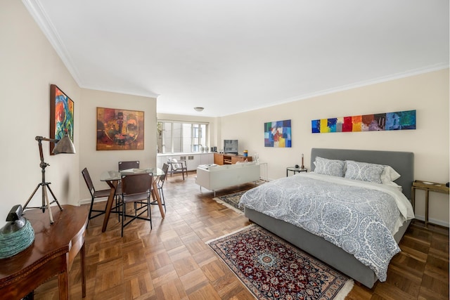 166 E 63rd St Unit 6B, New York City, NY 10021 - bedroom featuring crown molding and baseboards