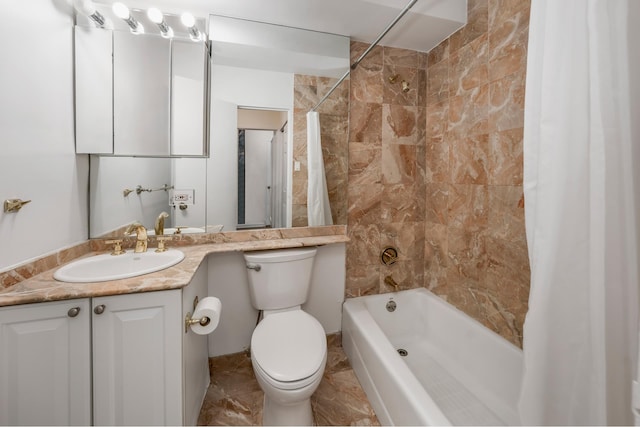 166 E 63rd St Unit 6B, New York City, NY 10021 - bathroom with shower / bath combination with curtain, toilet, and vanity