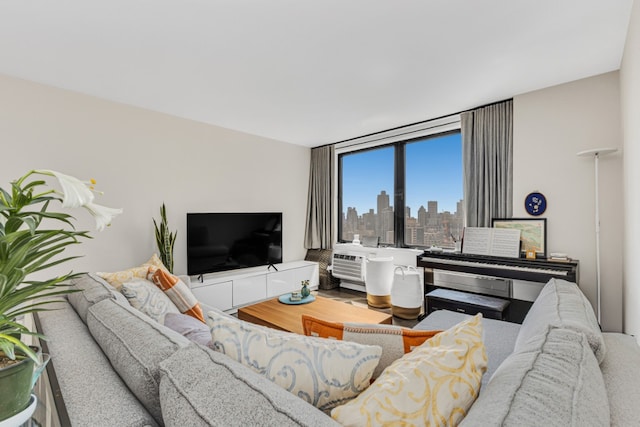 1641 3rd Ave Unit 28B, New York City, NY 10128 - living room with wood finished floors and cooling unit