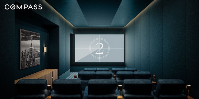 200 E 75th St Unit 11B, New York City, NY 10021 - home theater with a decorative wall and carpet flooring
