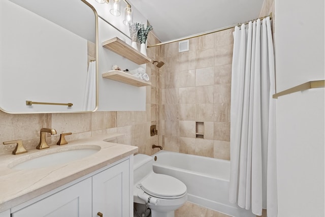 415 E 37th St Unit 31D, New York City, NY 10016 - bathroom featuring toilet, vanity, and shower / bath combo with shower curtain