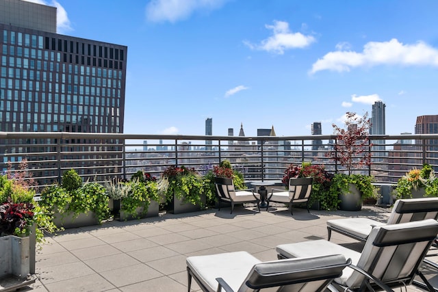 415 E 37th St Unit 31D, New York City, NY 10016 - view of patio / terrace with a view of city and a balcony
