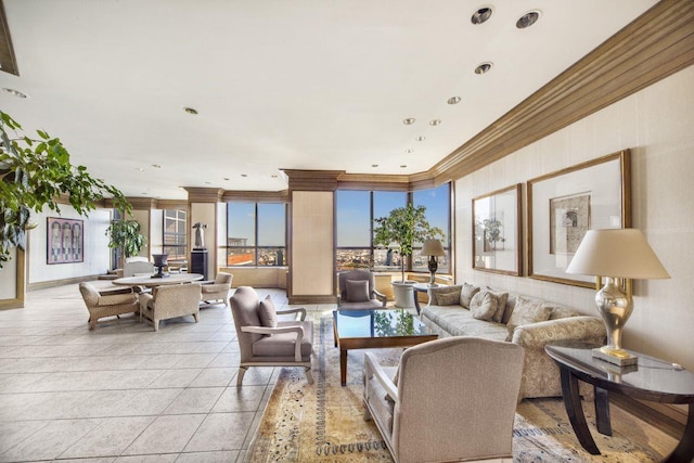 415 E 37th St Unit 31D, New York City, NY 10016 - living area with crown molding