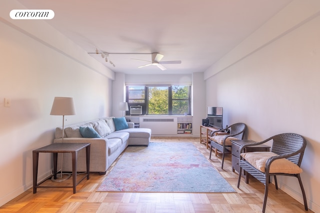 11 Riverside Dr Unit 4Kw, New York City, NY 10023 - living area featuring a ceiling fan, radiator, and baseboards