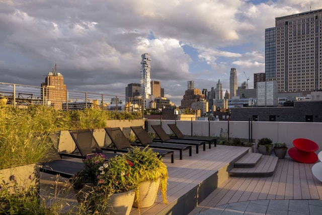 deck with a view of skyline