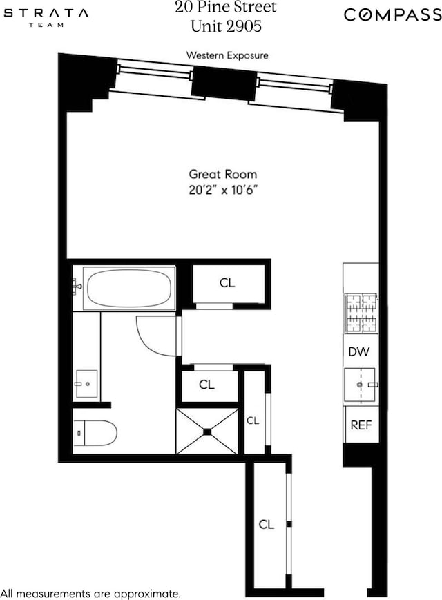 20 Pine St Unit 2905, New York City, NY 10005 - floor plan / room layout