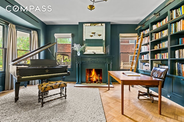1221 Albemarle Rd, New York City, NY 11218 - office space with a warm lit fireplace