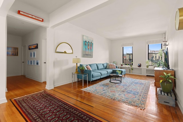 80 Winthrop St Unit 4C, New York City, NY 11225 - living area featuring wood finished floors, baseboards, and arched walkways