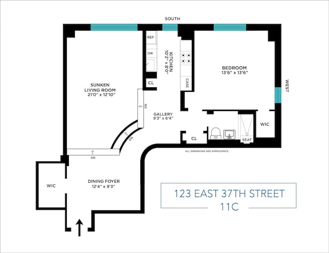 123 E 37th St Unit 11C, New York City, NY 10016 - room layout