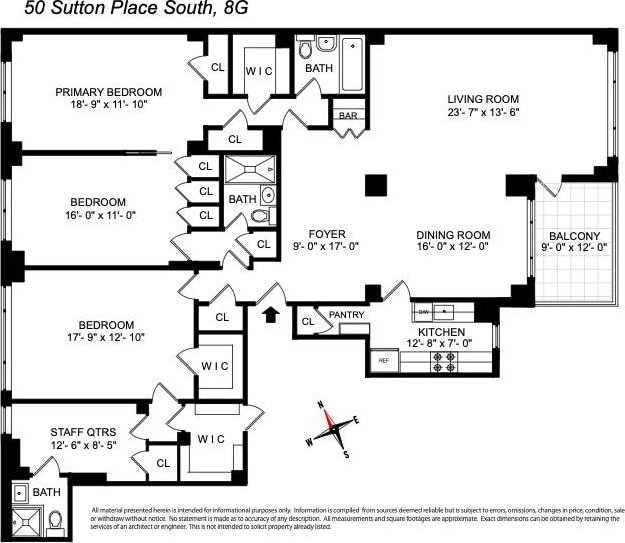 50 Sutton Pl S Unit 8G, New York City, NY 10022 - floor plan / room layout