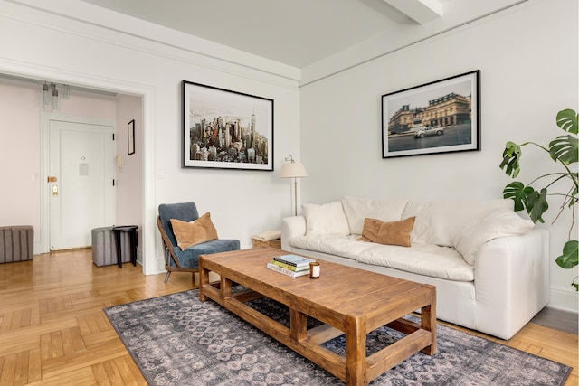 living area featuring radiator