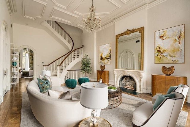 243 E 17th St, New York City, NY 10003 - lobby with stairs, a high ceiling, and ornamental molding