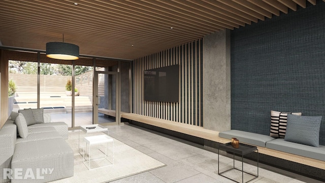 common area with expansive windows