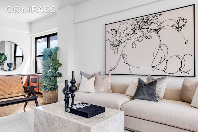 345 E 52nd St Unit 10Cd, New York City, NY 10022 - living area featuring wood finished floors