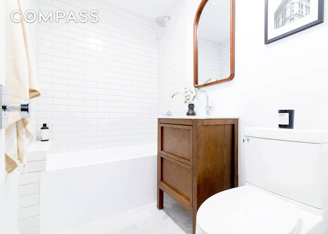 349 W 71st St, New York City, NY 10023 - full bathroom featuring toilet, vanity, and shower / bath combination