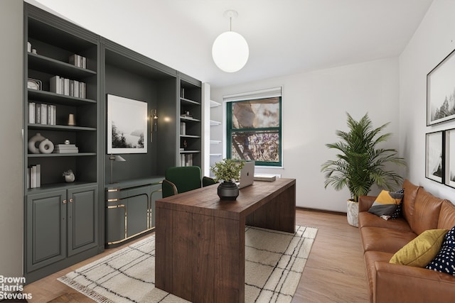 home office featuring light wood finished floors