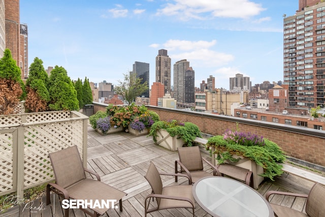 balcony with a skyline view
