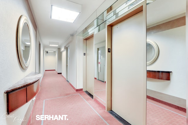 corridor with light carpet