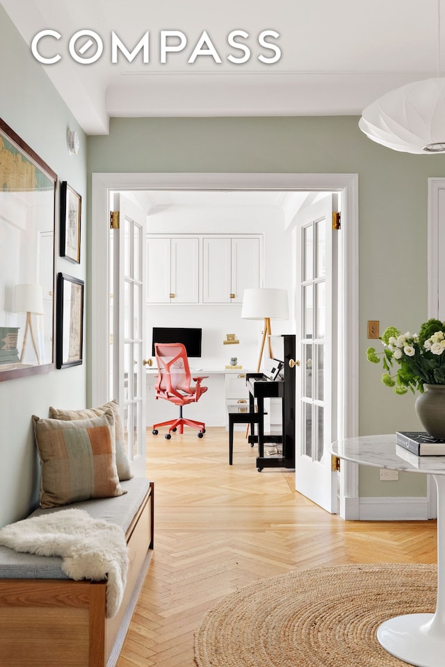 250 W 94th St Unit 11A, New York City, NY 10025 - living area featuring a desk and french doors