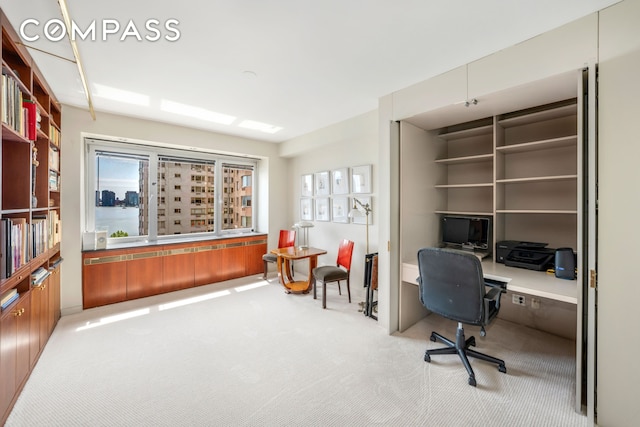 view of carpeted home office