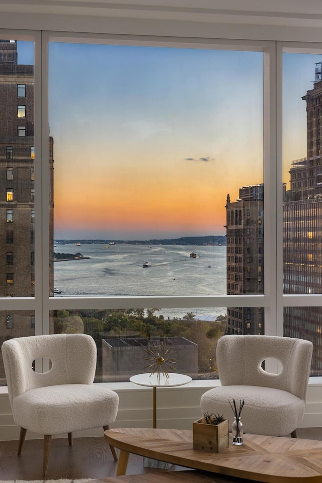 77 Greenwich St Unit 24-A, New York City, NY 10006 - living area with a water view and a city view