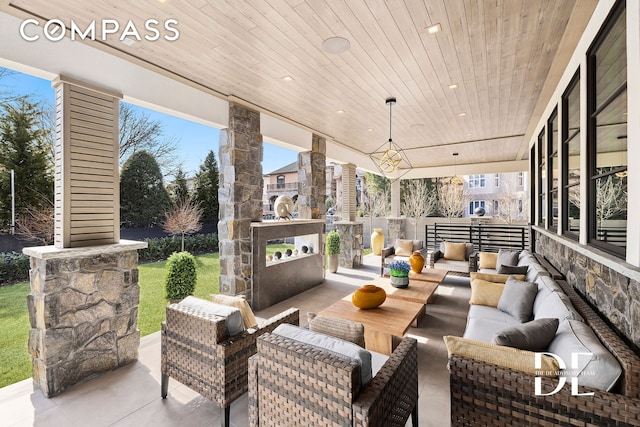 view of patio featuring an outdoor hangout area