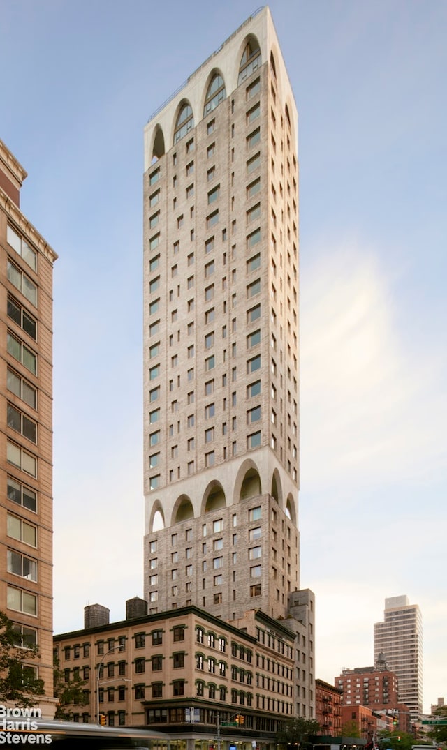 view of building exterior with a view of city