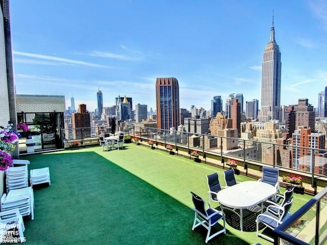 balcony featuring a view of skyline