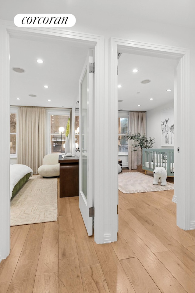 hall with light wood finished floors