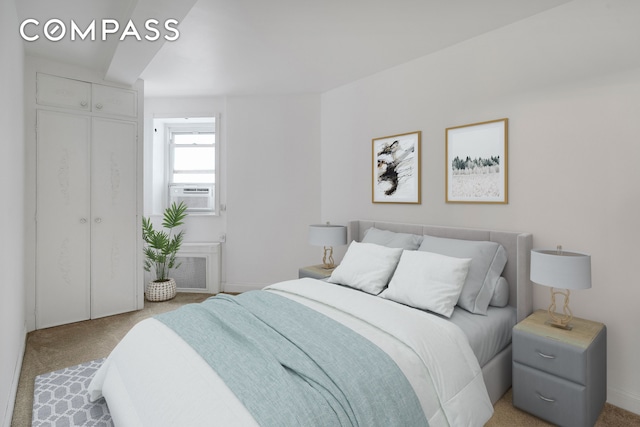 61 E 77th St Unit 5F, New York City, NY 10075 - bedroom featuring carpet, cooling unit, and a closet