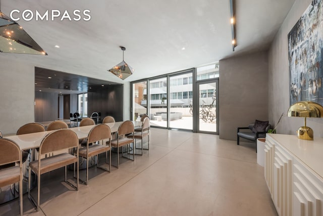 lobby with floor to ceiling windows