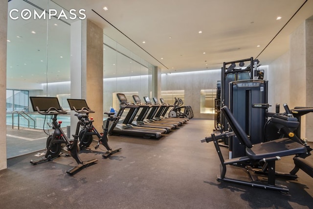 gym featuring expansive windows