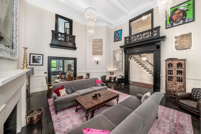 257 W 86th St Unit 3/4A, New York City, NY 10024 - living room featuring a decorative wall, wood finished floors, and a towering ceiling
