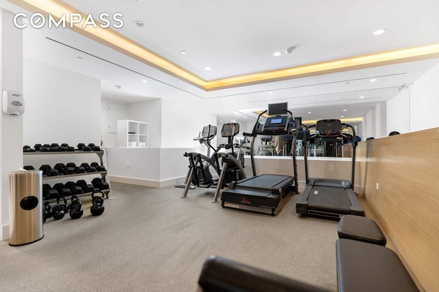 182 W 82nd St Unit 4E, New York City, NY 10024 - gym featuring recessed lighting and baseboards