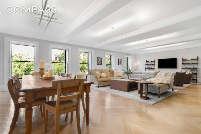 182 W 82nd St Unit 4E, New York City, NY 10024 - dining space with healthy amount of natural light and crown molding